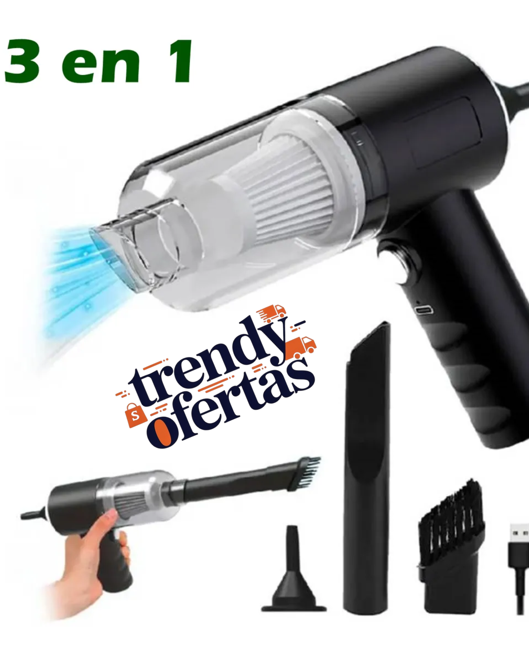 Aspiradora de Mano Portátil 3 en 1 Recargable